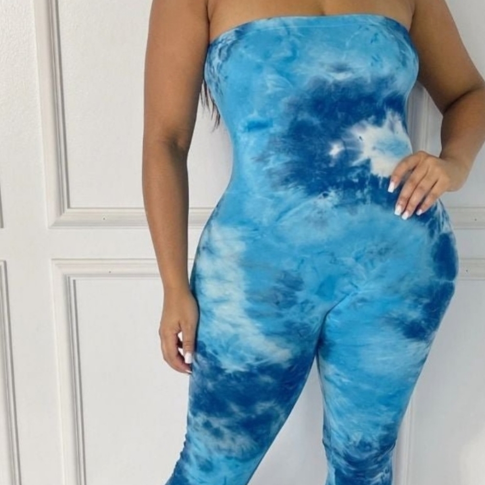Blue tube jumpsuit